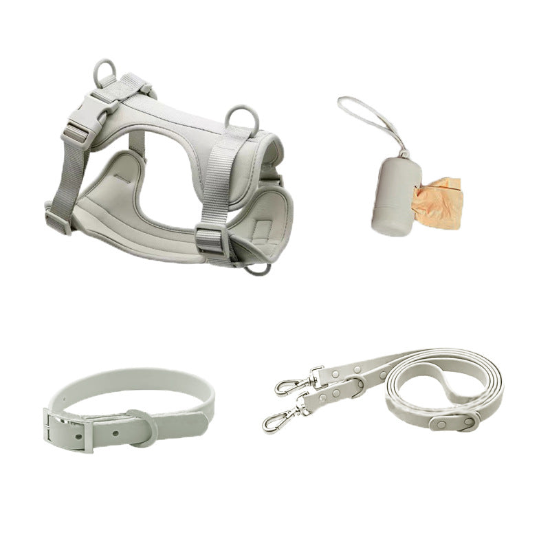 No-pull dog harness and leash set - Silver color