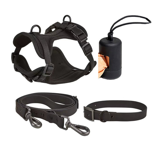 No-pull dog harness and leash set - Midnight Black color