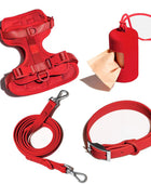 No-pull dog harness and leash set - Red color